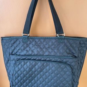 Thirty-One Double Take Tote / Black Quilted Pattern